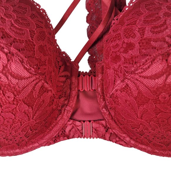 Ulla Popken Lace Underwired Bra Red 46C Soft Shell Front Closure Adj Strap NWT - Picture 3 of 12